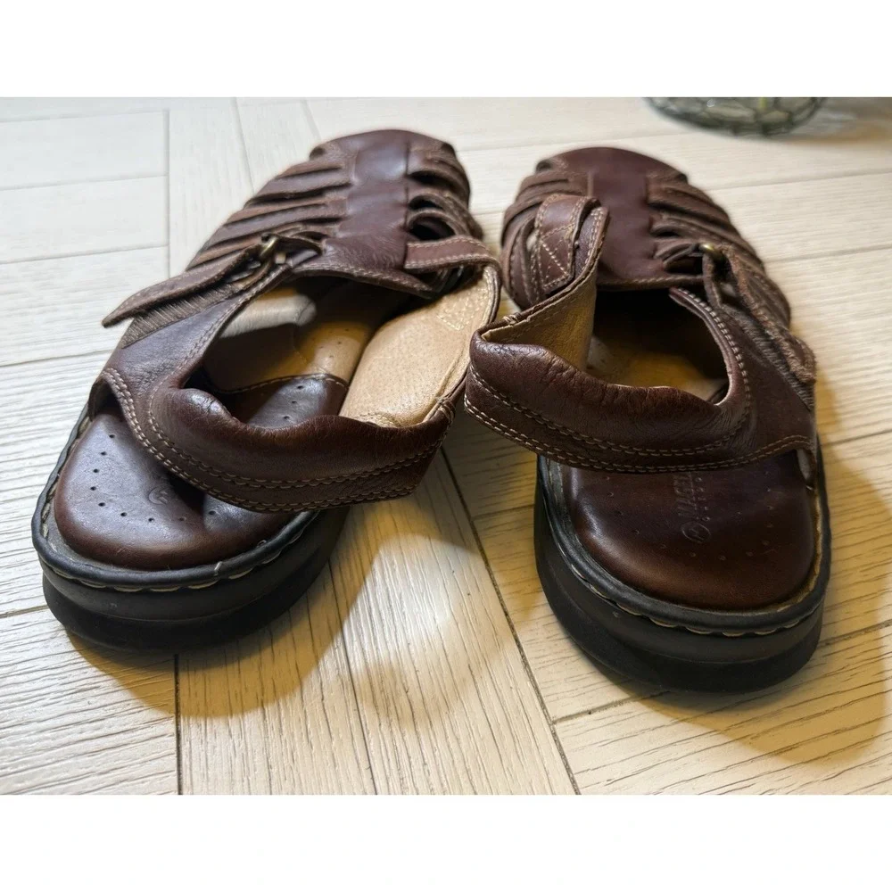 Magellan‎ Men's Brown Leather FWMFSS1014 Fisherman Hook & Loop Sandals Shoes 13